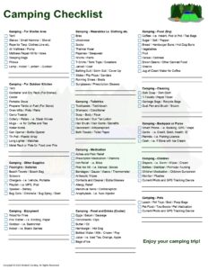 Camping Checklist - Essentials