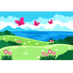 3 pink butterflies - credits page