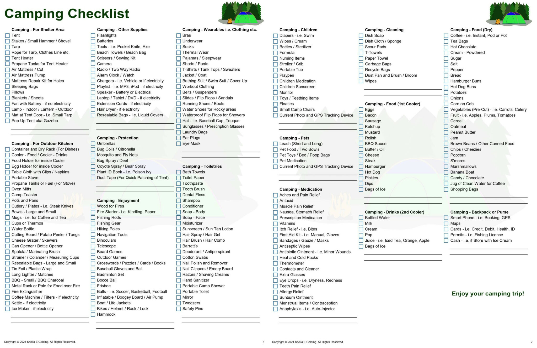 Camping checklist b detailed large